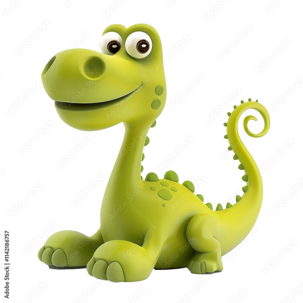 Fototapeta premium A friendly dinosaur, isolated in white, white background