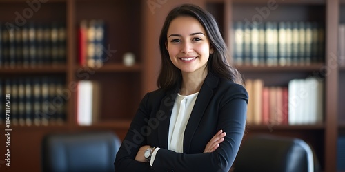 Portrait of a public defender standing confidently in a legal setting