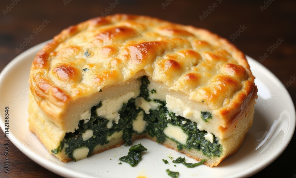 Delicious spinach and cheese pie slice Delicious spinach and cheese pie slice