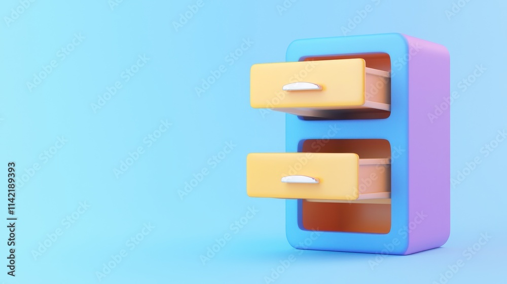 Colorful drawer unit against a blue background. Colorful drawer unit against a blue background.