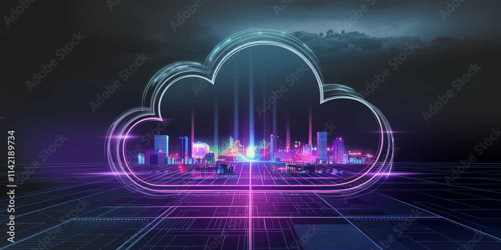 Futuristic cityscape within a digital cloud, symbolizing innovation and connectivity. Futuristic cityscape within a digital cloud, symbolizing innovation and connectivity.