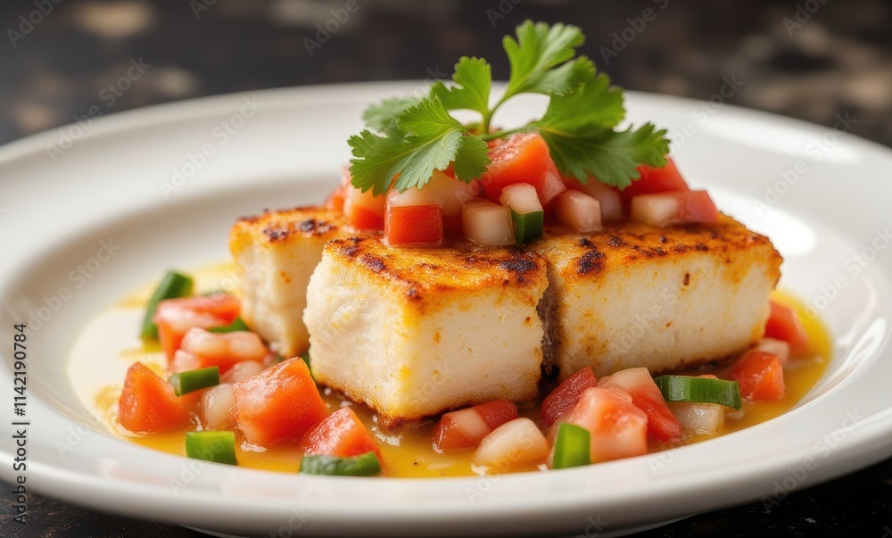 Delicious grilled fish with fresh salsa Delicious grilled fish with fresh salsa