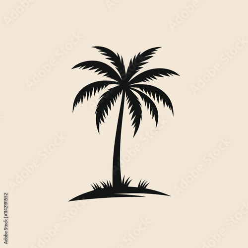 Tropical Palm Tree Or Coconut Tree Silhouette
