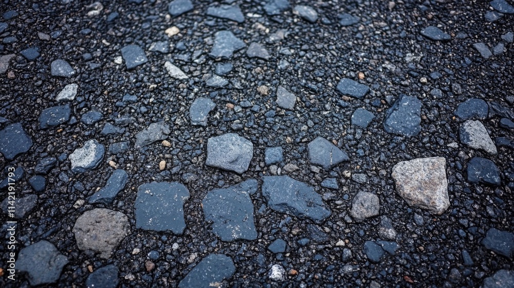 Dark Asphalt Road Surface With Embedded Stones Dark Asphalt Road Surface With Embedded Stones
