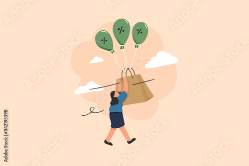 Shopping Inflation Illustration. Rising Prices and Consumerism Concept