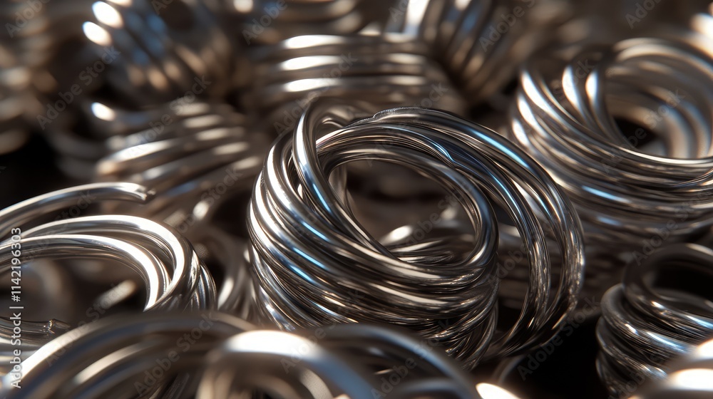 Shiny Metallic Coils Arrangement in Close Up View for Background Shiny Metallic Coils Arrangement in Close Up View for Background