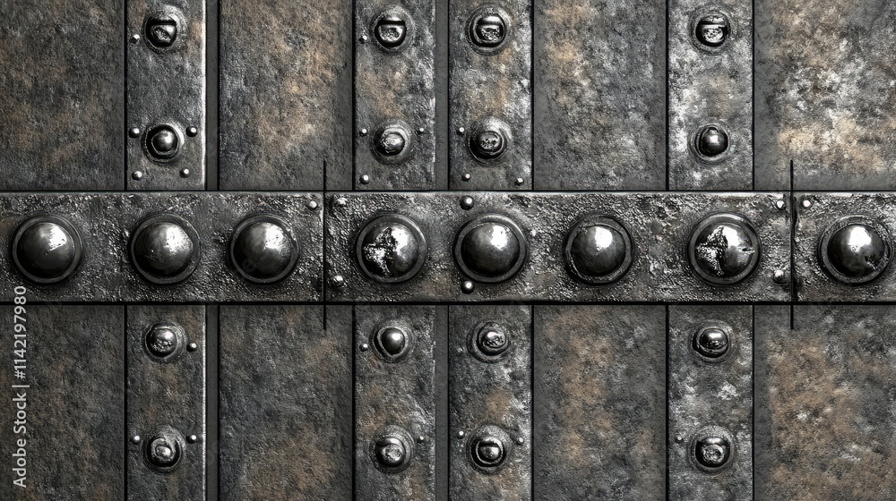 Fototapeta premium Close-Up of Vintage Medieval Metal Door with Rivets and Texture