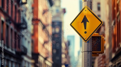 Yellow triangle traffic sign with black exclamation mark symbolizing police warning, clear and sharp with ample copy space for text or design.	