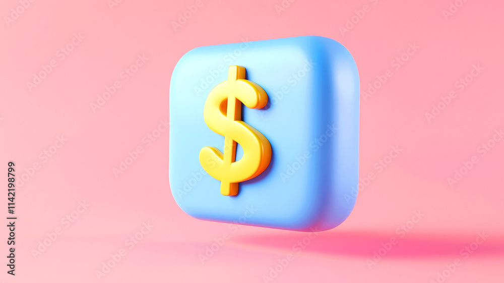 3D dollar sign icon on a soft pastel background. 3D dollar sign icon on a soft pastel background.
