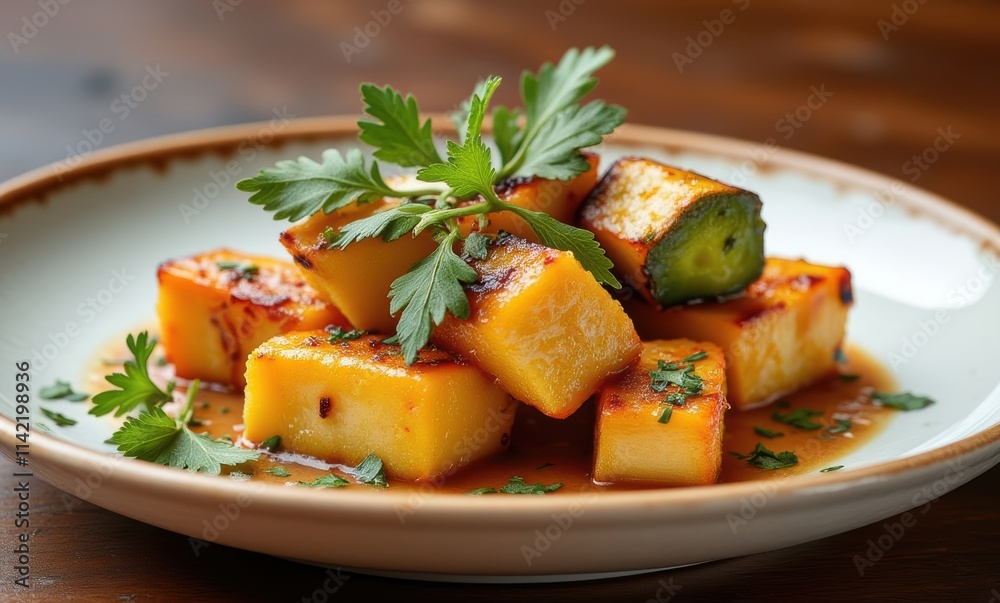 Grilled squash and okra with herbs Grilled squash and okra with herbs