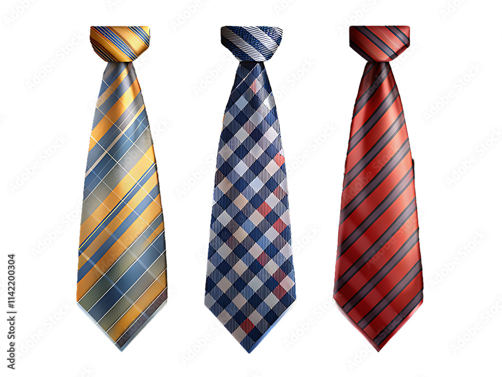 set of colorful Ties on transparent background set of colorful Ties on transparent background
