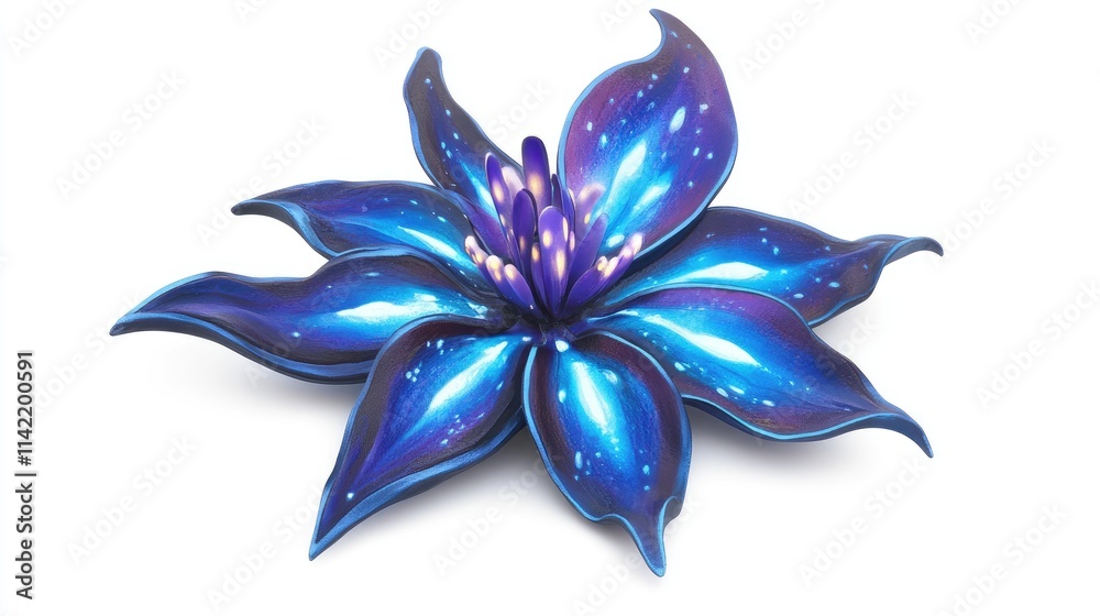 Fototapeta premium Colorful Fantasy Flower with Cosmic Blue and Purple Highlights