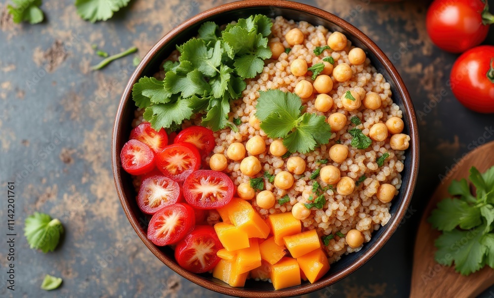 Colorful vegetarian bowl with quinoa and chickpeas Colorful vegetarian bowl with quinoa and chickpeas
