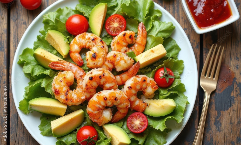 Delicious shrimp salad with fresh ingredients Delicious shrimp salad with fresh ingredients