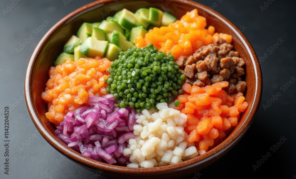 Colorful healthy salad bowl with fresh toppings Colorful healthy salad bowl with fresh toppings