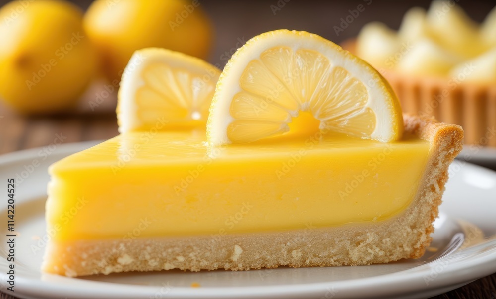 Delicious lemon pie slice with fresh citrus Delicious lemon pie slice with fresh citrus