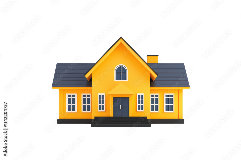 A vibrant yellow house with a sloped roof, featuring large windows and a front door, symbolizing warmth and comfort. A vibrant yellow house with a sloped roof, featuring large windows and a front door, symbolizing warmth and comfort.