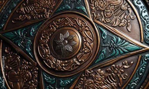 Detailed fantasy shield with elegant leather inlay