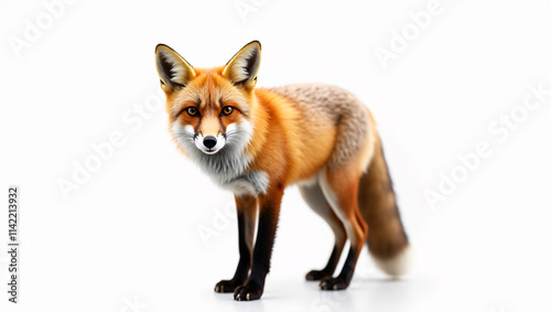 Wallpaper Mural Red Fox Standing on White Background, Detailed Portrait of a Wild Animal Torontodigital.ca