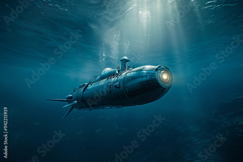 Wallpaper Mural Beautiful large bathyscaphe floating in middle of ocean during exploration Torontodigital.ca