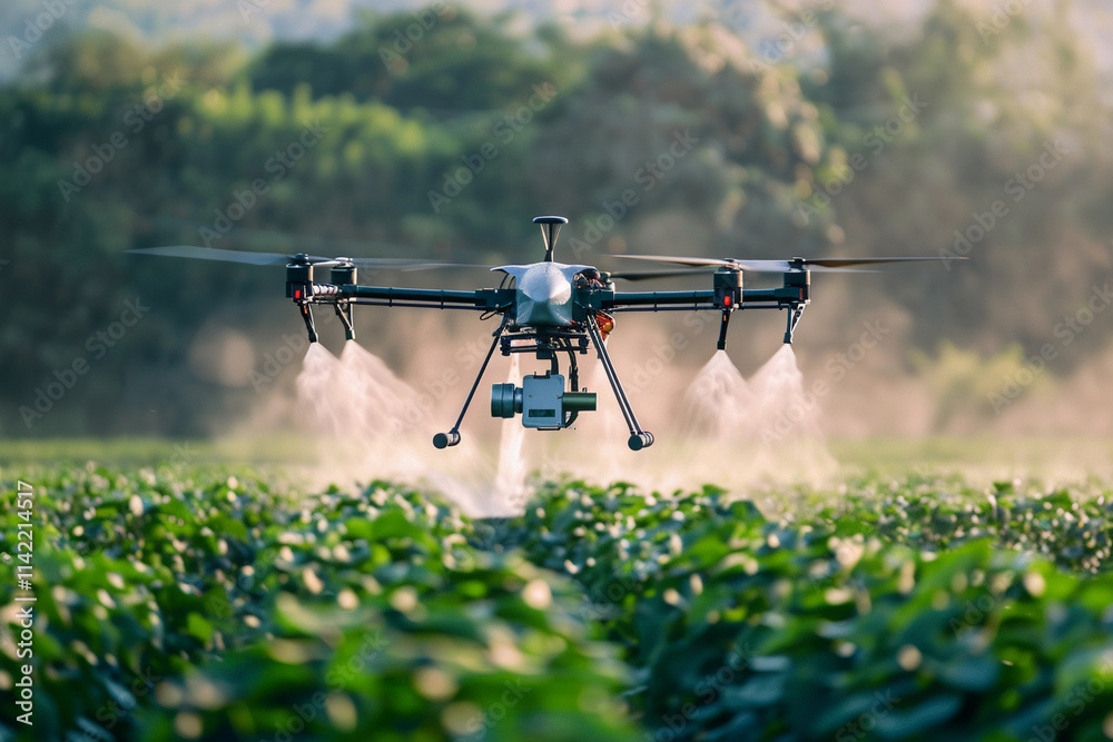 Drone flying in sky over beautiful nature during observation from top Drone flying in sky over beautiful nature during observation from top