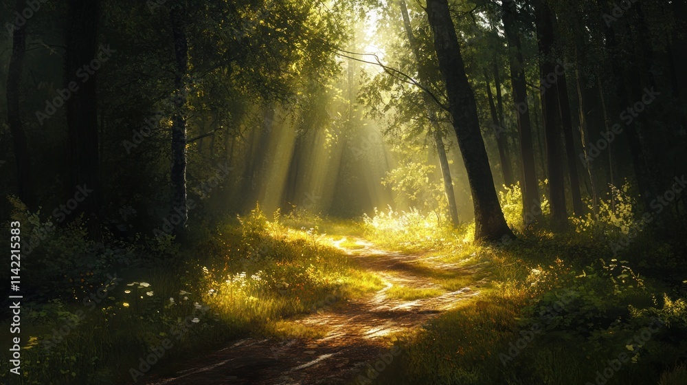 Sunbeams Through Forest Trees Sunbeams Through Forest Trees