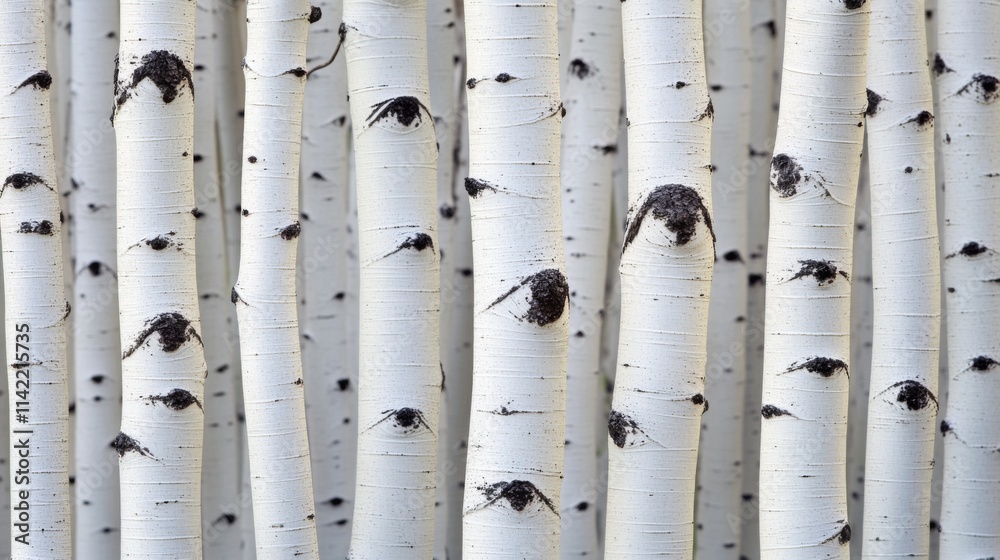White Aspen Tree Trunks Stand Close Together White Aspen Tree Trunks Stand Close Together