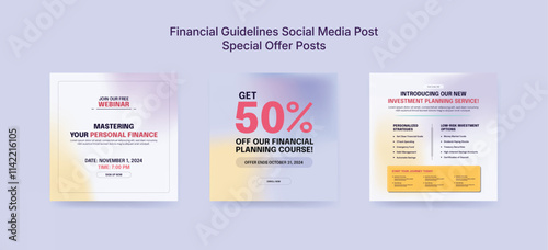 Colorful Online Financial Course Social Media Post Template, Financial Banner Design for Financial Advice Platforms