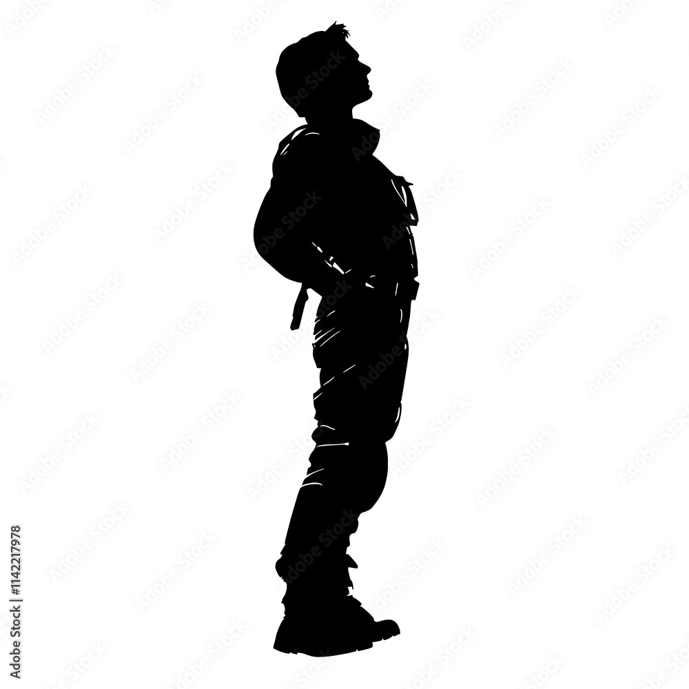 Man silhouette looking up, hopeful pose. Man silhouette looking up, hopeful pose.
