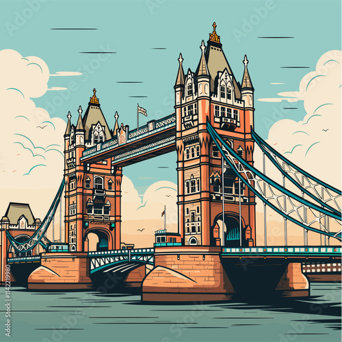 Tower Bridge simple vector illustration