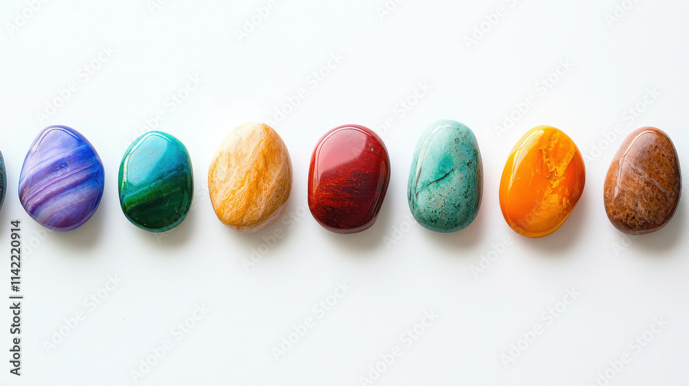 Vibrant Lucky Gemstones Neatly Arranged for Decorative and Creative Uses Vibrant Lucky Gemstones Neatly Arranged for Decorative and Creative Uses
