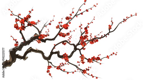 The Captivating White Background Cherry Blossom Tree: A Vision of Delicate Beauty and Springtime Splendor.