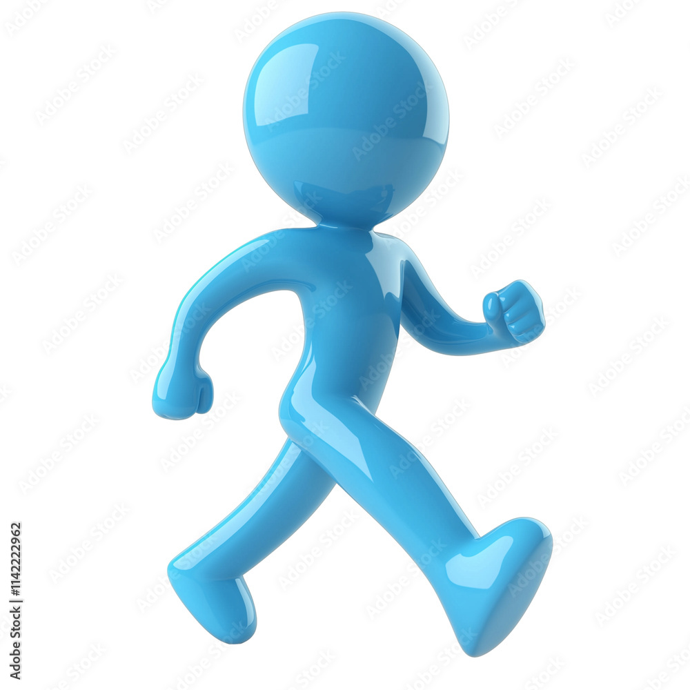 3D icon of blue running figure isolated on transparent background 3D icon of blue running figure isolated on transparent background