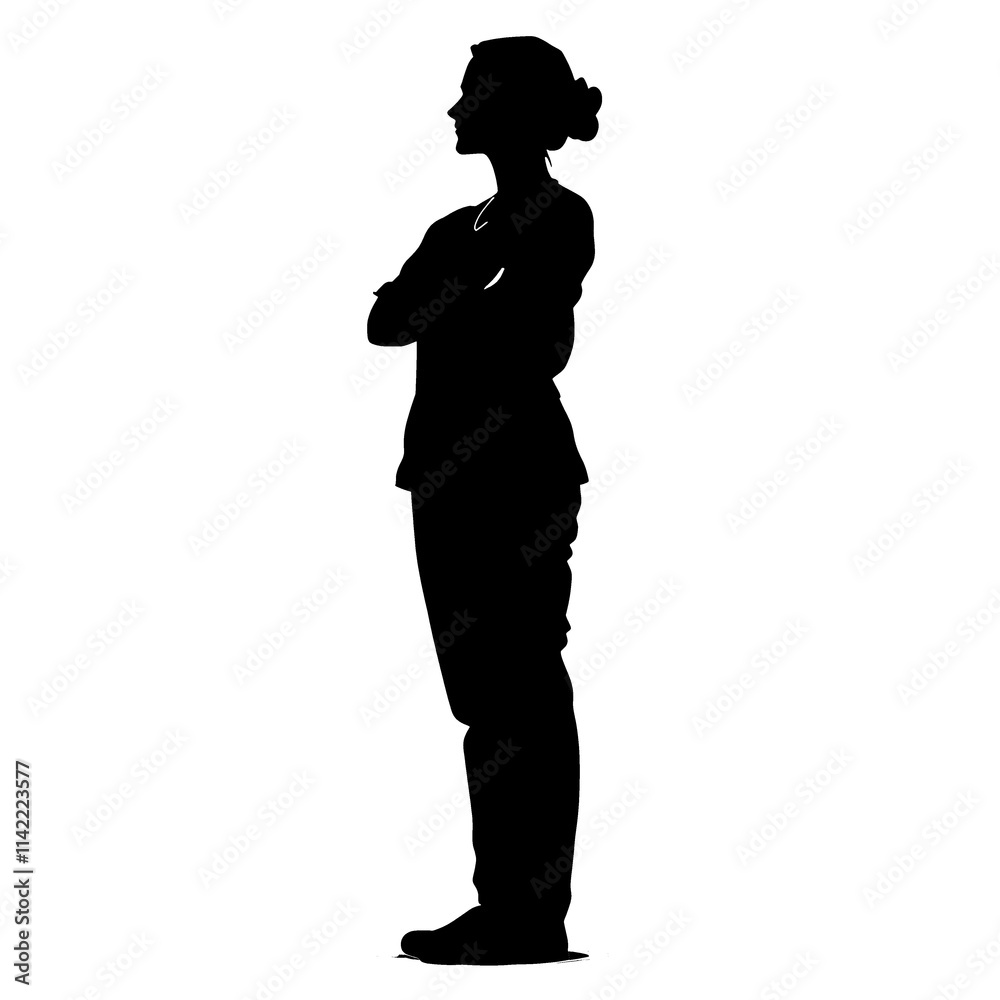 Silhouette of a woman standing with arms crossed. (1) Silhouette of a woman standing with arms crossed. (1)