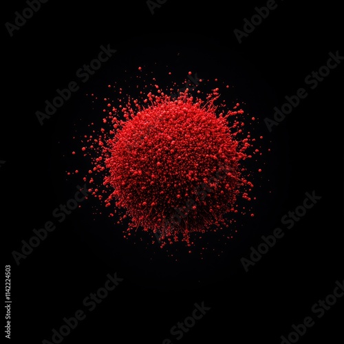 Virus spread intense red sarut particle in dark environment photo