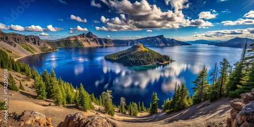 Crater Lake Wizard Island Time Lapse Cleetwood Cove Oregon - Stunning Nature Photography photo