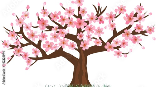  The Captivating White Background Cherry Blossom Tree: A Vision of Delicate Beauty and Springtime Splendor.