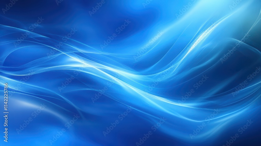 Fototapeta premium Abstract Blue Waves Flowing Gracefully Across Space