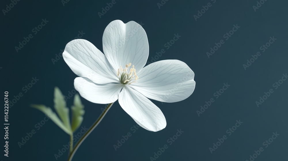 Elegant close-up of a delicate white flower on a soft blue background highlighting its intricate details and natural beauty. Elegant close-up of a delicate white flower on a soft blue background highlighting its intricate details and natural beauty.