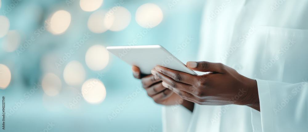 doctor in white coat holds tablet, showcasing modern healthcare technology. soft background creates calm and professional atmosphere, emphasizing importance of digital tools in medicine doctor in white coat holds tablet, showcasing modern healthcare technology. soft background creates calm and professional atmosphere, emphasizing importance of digital tools in medicine