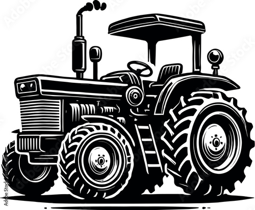 Farm Tractor Vector Black Silhouette Cricut Design for T-Shirt