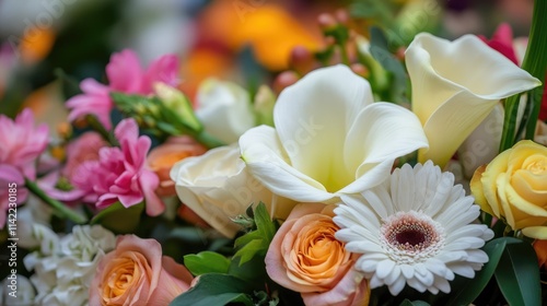 Vibrant Bouquet of Various Colorful Flowers Showcasing Nature's Beauty and Diversity in Blooming Floral Arrangements photo