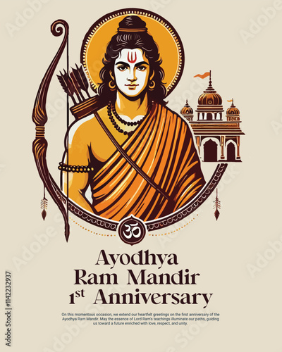 Ayodhya Ram Mandir Jay Shree Ram with lord rama Social media Post Template Banner