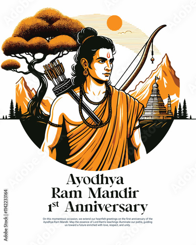 Ayodhya Ram Mandir Jay Shree Ram with lord rama Social media Post Template Banner