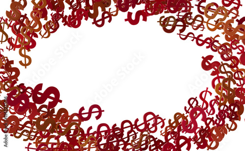 Falling dollar sign. 3D ren...