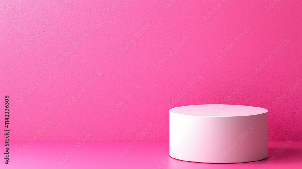 photorealistic pink pedestal with matte texture against vibrant pink background creates striking visual photorealistic pink pedestal with matte texture against vibrant pink background creates striking visual
