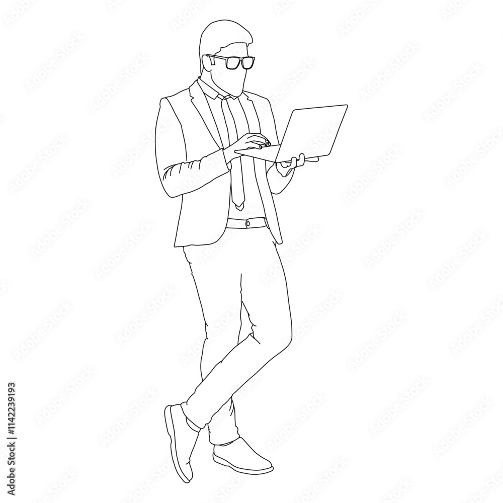 Business Man Line Art vector design. Business Man outline illustration design. Business Man Line Art vector design. Business Man outline illustration design.