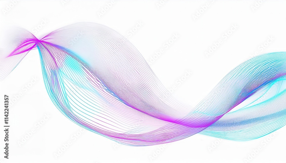 Abstract Colorful Gradient Wave Lines. Futuristic Flow of Blue and Purple Digital Curves for Modern Art, Technology, AI Visualizations, Web Design Backgrounds, and Creative Innovation Concepts