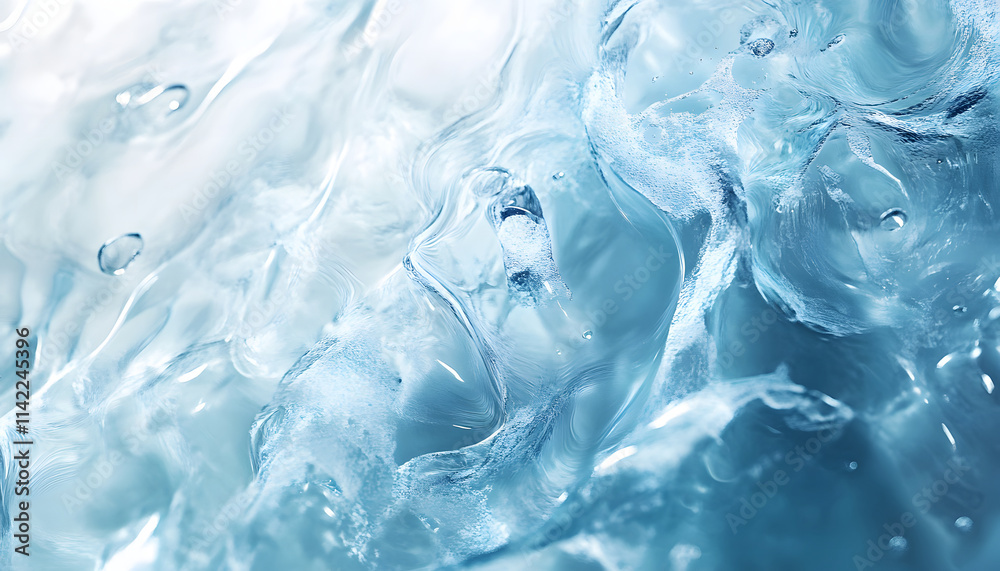 Abstract Blue Ice Swirls And Bubbles Texture