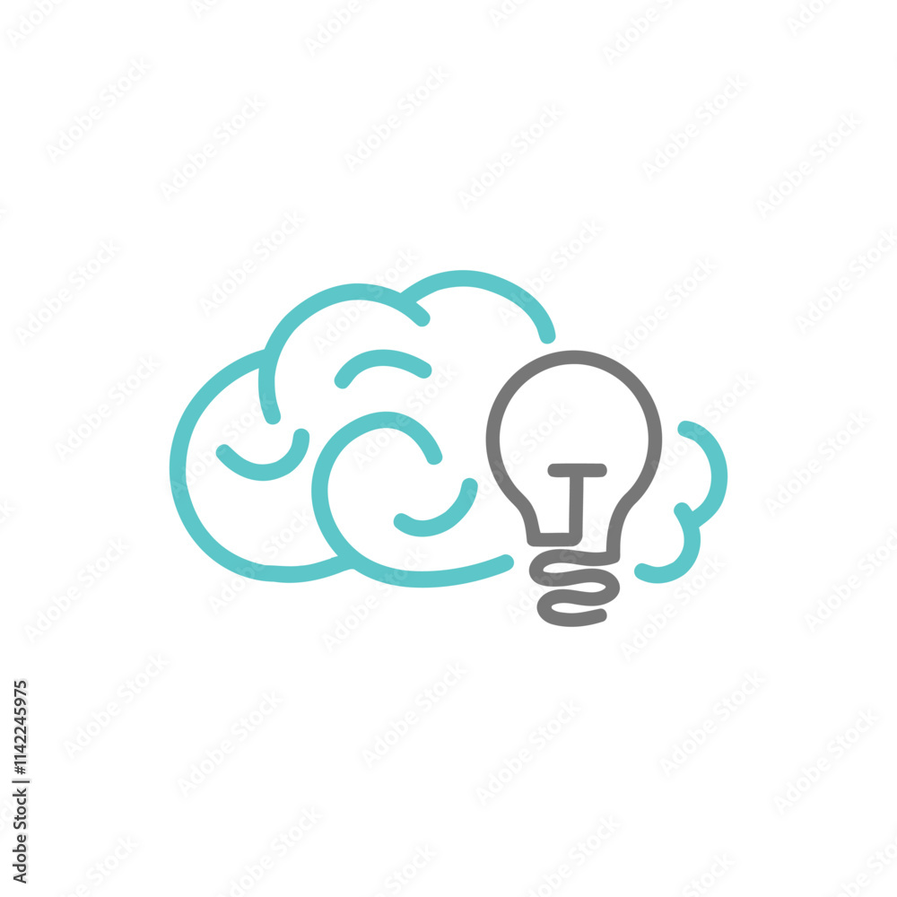 Lamp and brain icon, intelligence symbol. Lamp and brain icon, intelligence symbol.